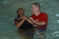 Woman being baptized