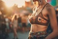 Woman belly boho. Generate Ai