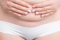 Woman belly with a scar from a cesarean section Royalty Free Stock Photo