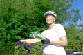 Woman bicycle helmet map orientation