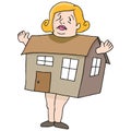 Woman Big As House Royalty Free Stock Photo