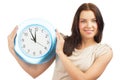 Woman with big clock Royalty Free Stock Photo