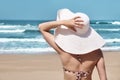 Woman on paradise idealistic beach