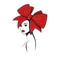 Woman in big red bow Royalty Free Stock Photo