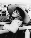 Woman in a big sun hat and sun glasses Royalty Free Stock Photo