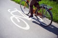 Woman on bike cycling to work