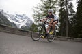 Woman biking - downhill road cycling Royalty Free Stock Photo