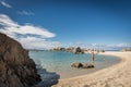 Woman in bikini in sea at Cavallo island near Corsica