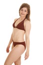 Woman bikini smile arms down stand