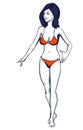 Woman bikini walked. Vector image