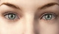 Woman with binairy code in here eyes