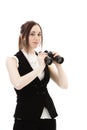 Woman with binoculars Royalty Free Stock Photo