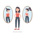 Bipolar mental disorder. Sad and happy girl vector illustration Royalty Free Stock Photo