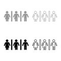 Woman bisexual transvestite gay man loyalty concept icon set black color vector illustration flat style image