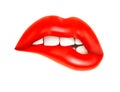 Woman biting her red lips. Royalty Free Stock Photo