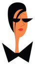 A woman in fashionable black dress and sunglasses vector color drawing or illustration