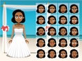 Woman Black Bride Cartoon Emotion faces Vector Illustration Royalty Free Stock Photo