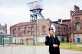 Woman in black coal miner foreman gala uniform. Royalty Free Stock Photo