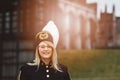 Woman black coal miner in gala uniform Royalty Free Stock Photo