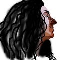 Woman with black curvy hair