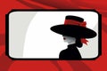 a woman in a black hat with a red bow on her head Royalty Free Stock Photo