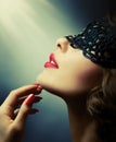 Woman with Black Lace mask Royalty Free Stock Photo