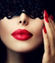 Woman with Black Lace Mask Royalty Free Stock Photo