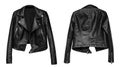 Woman black leather jacket isolated on white background Royalty Free Stock Photo