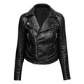 Woman black leather jacket isolated on white background Royalty Free Stock Photo