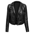 Woman black leather jacket isolated on white background Royalty Free Stock Photo