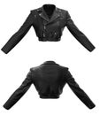 Woman black leather jacket Royalty Free Stock Photo