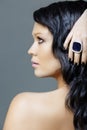 Woman with black manicure Royalty Free Stock Photo