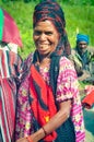 Woman with black and red headcloth Royalty Free Stock Photo