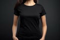 Woman In Black Tshirt Mockup