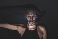 Woman in a black veil with dark makeup and an earring in her nose. Halloween Dead Bride Costume. Portrait of an ominous Royalty Free Stock Photo