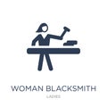 Woman Blacksmith icon. Trendy flat vector Woman Blacksmith icon