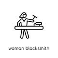 Woman Blacksmith icon. Trendy modern flat linear vector Woman Bl