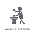 Woman Blacksmith icon. Trendy Woman Blacksmith logo concept on w