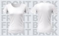 Woman Blank T-shirt Mockup, Clean White Unisex Fashion Shirt, Women Grey Tshirt Outfit Template, Realistic Font Back 3D