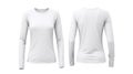 Woman Blank white long sleeve shirt mockup. Long-sleeve T-shirt template isolated on transparent background Royalty Free Stock Photo