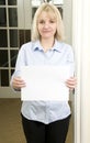 Woman with blank white sign Royalty Free Stock Photo