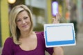 Woman with blank white sign for text Royalty Free Stock Photo