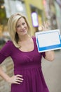 Woman with blank white sign for text Royalty Free Stock Photo