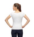 Woman in blank white t-shirt