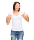 Woman in blank white t-shirt