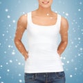 Woman in blank white tank top Royalty Free Stock Photo