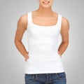 Woman in blank white tank top Royalty Free Stock Photo