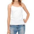 Woman in blank white tank top Royalty Free Stock Photo