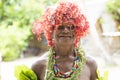 Woman blossoms on head Solomon Islands