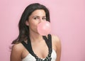 Woman blowing bubble gum Royalty Free Stock Photo